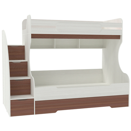 Трехъярусная кровать КарИВи БИГ Белое Дерево Бодего Темный