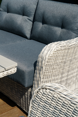 Набор из искусственного ротанга ВЕНЕЦИЯ: лаунж стол 180 + 2-х и 3-х местный диван + 2 кресла + кофейный столик (цвет: серый)