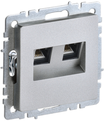 BRITE Розетка компьютерная двойная RJ45 кат.6 РК11-2-БрА алюминий IEK