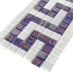 STP-Border1 Natural Стеклянная мозаика Steppa синяя белая глянцевая