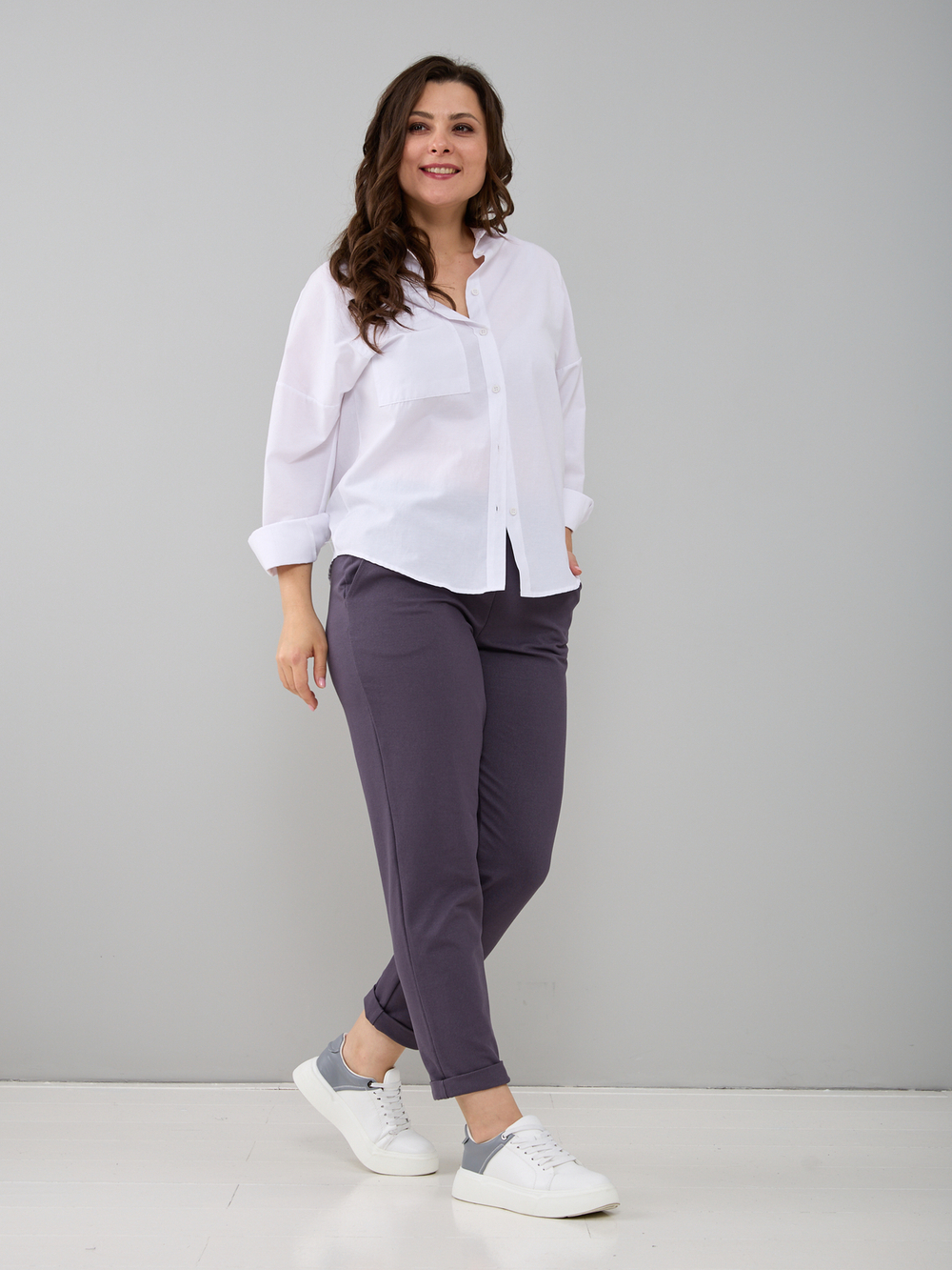 Брюки Бдж-129/серофиолетовый-джинс