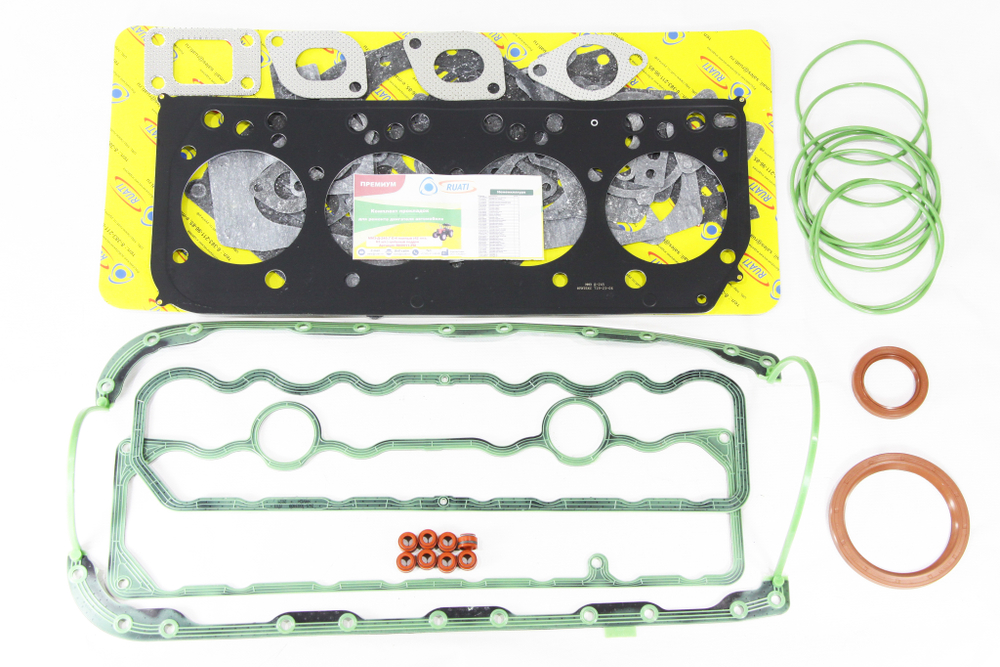 Набор прокладок двигателя  МТЗ, ПАЗ, МАЗ дв. ММЗ (Д-245.7Е4, Д-245.9E4, Д-245S3 с 2019 г., Д-245.35E4) ЕВРО-4 42 наиминований 63 шт. (прокладки+металл+силикон на каркасе+сальники FPM) 245.7Е4-1000001 Премиум "RUATI"