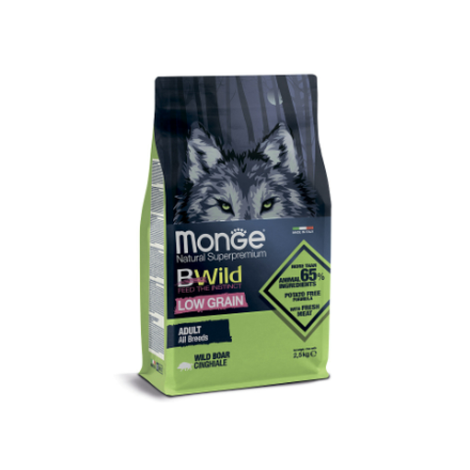 Сухой корм Monge Dog BWild LOW GRAIN для взрослых собак, низкозерновой, из мяса дикого кабана 2,5 кг