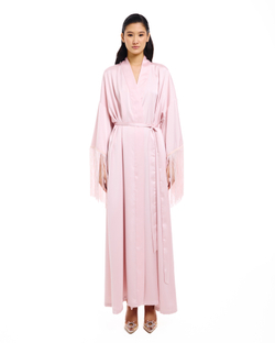 Халат Boudoir (Будуар) с бахромой розовый