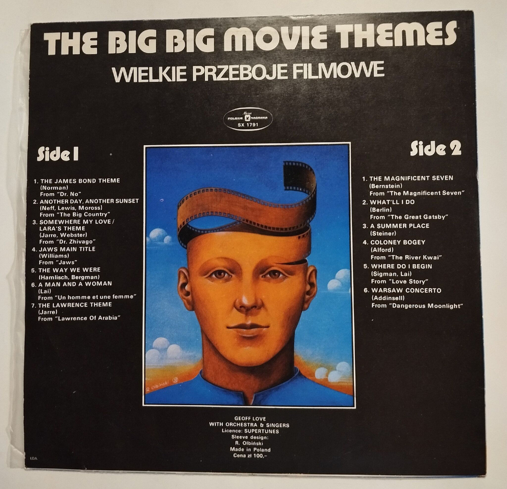 Винтажная виниловая пластинка LP Geoff Love With Orchestra and Singers The Big Big Movie Themes (Польша 1979)