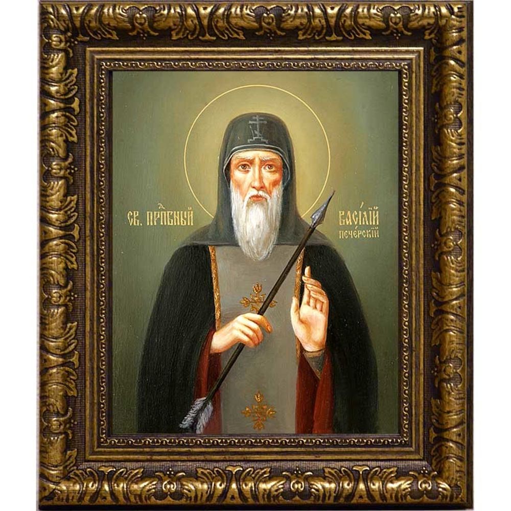 Василий Печерский, преподобномученик, иеромонах. Икона на холсте.