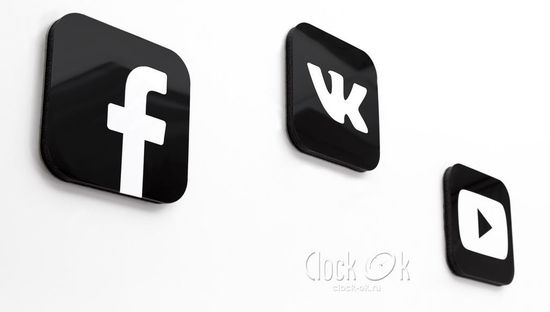 Настенные 3D часы Социальные сети