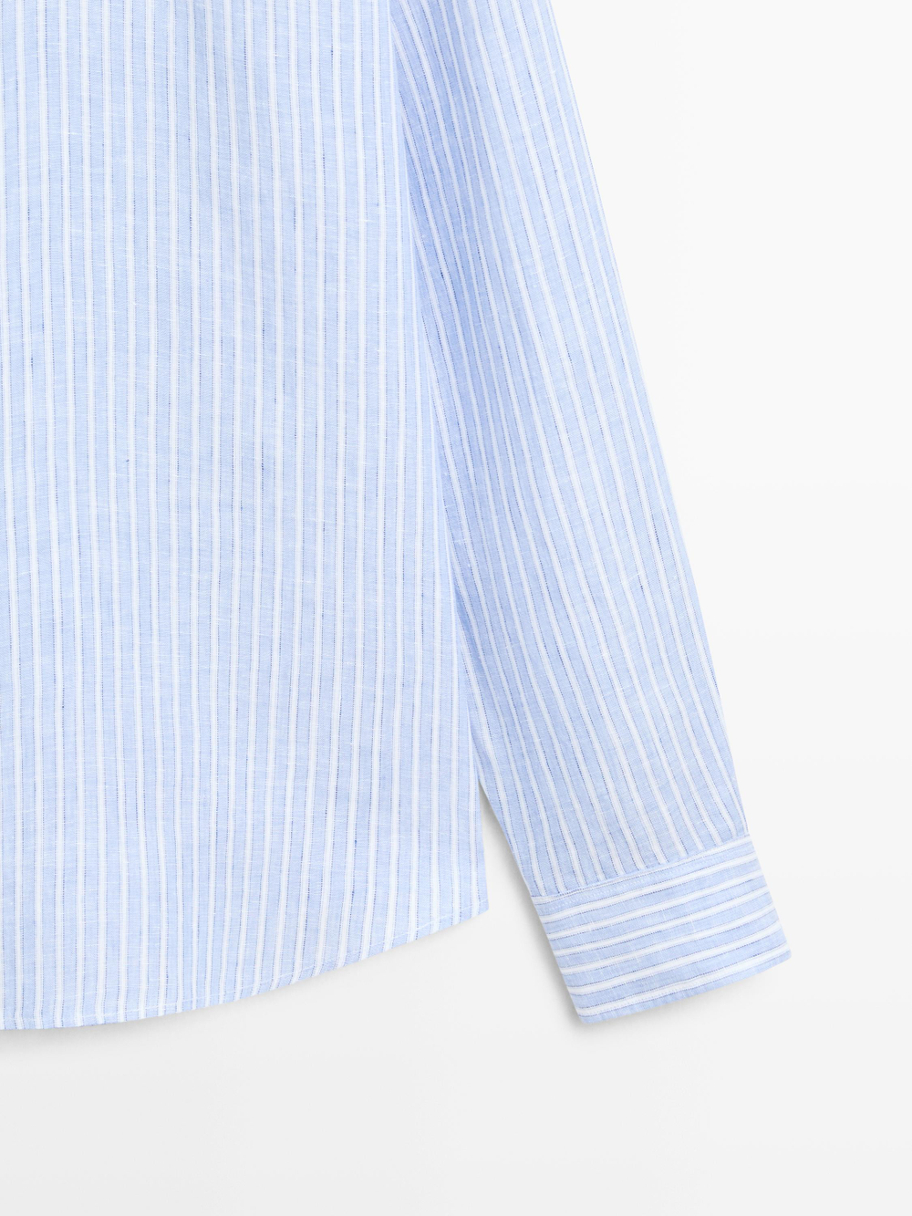 Massimo Dutti Полосатая льняная рубашка стандартного кроя, светло-голубой