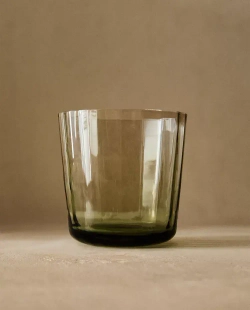 ZARA HOME СТАКАН ИЗ СТЕКЛА С УЗОРОМ «ЛИНИИ», ЗЕЛЕНЫЙ
