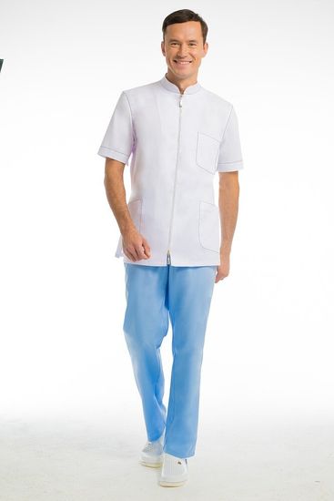 Костюм мужской "Медстиль" 4541 (белый/голубой)