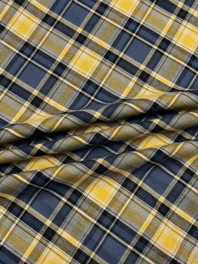 Хлопок синий в желтую клетку