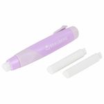 Ластик выдвижной BRAUBERG "REWIND" + 2 сменных ластика, 112х21х24 мм, белый, лавандовый корпус, блистер, 272690