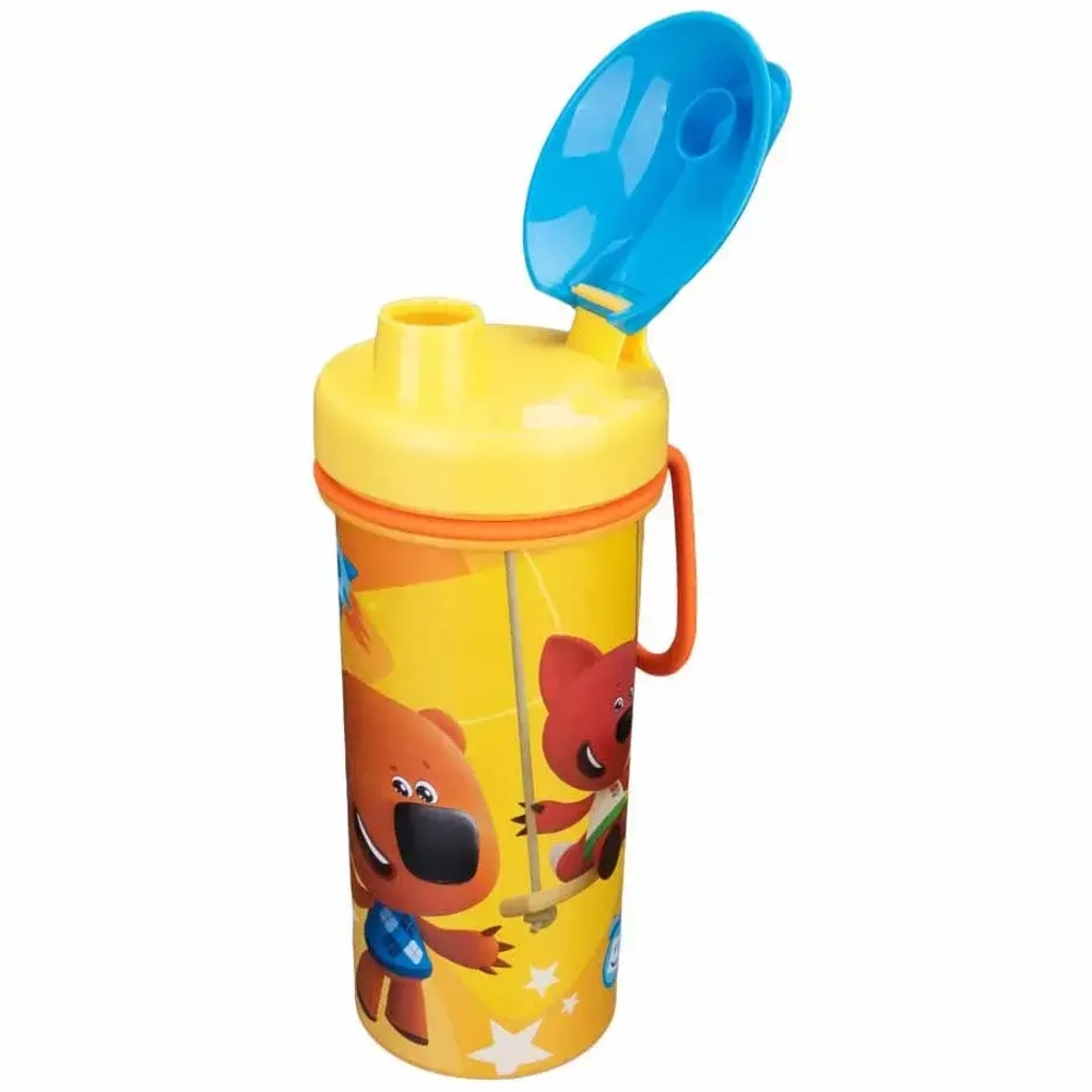 Стакан пластиковый 400мл с крышкой «МИ-МИ-МИШКИ» оранжевый