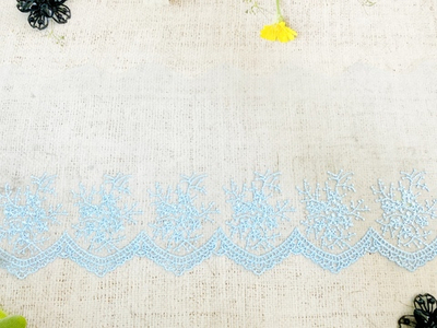 Вышивка на сетке, ш. 15 см, голубой