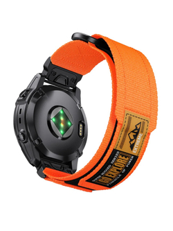 Нейлоновый ремешок 22 мм для Garmin (циферблат 47 мм) QuickFit на липучке (Оранжевый)