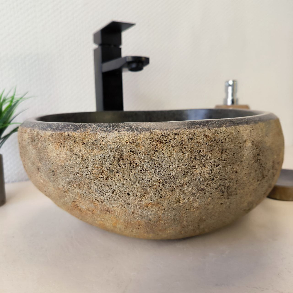 Раковина из речного камня RS-66030 36х32х15 из натурального камня