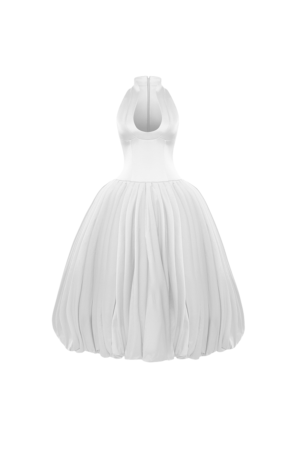 Платье миди из сатина с объемной юбкой из тафты