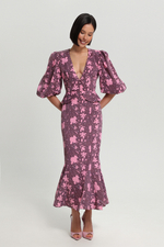 Платье в цветок с баской