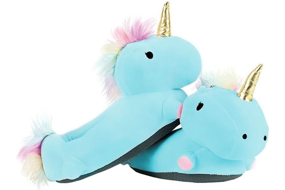 Тапочки Funfur Единорог с задником Голубой