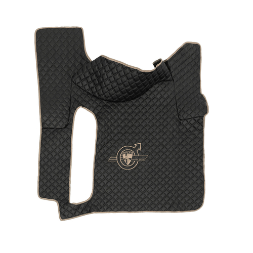 Ковры Volvo FH-12 с 2002г по 2008г (механика) (экокожа, черный, бежевый кант, бежевая вышивка)