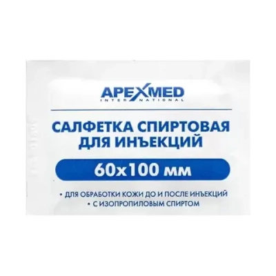 Apexmed салфетки для инъекций 60х100 мм саше 100 шт