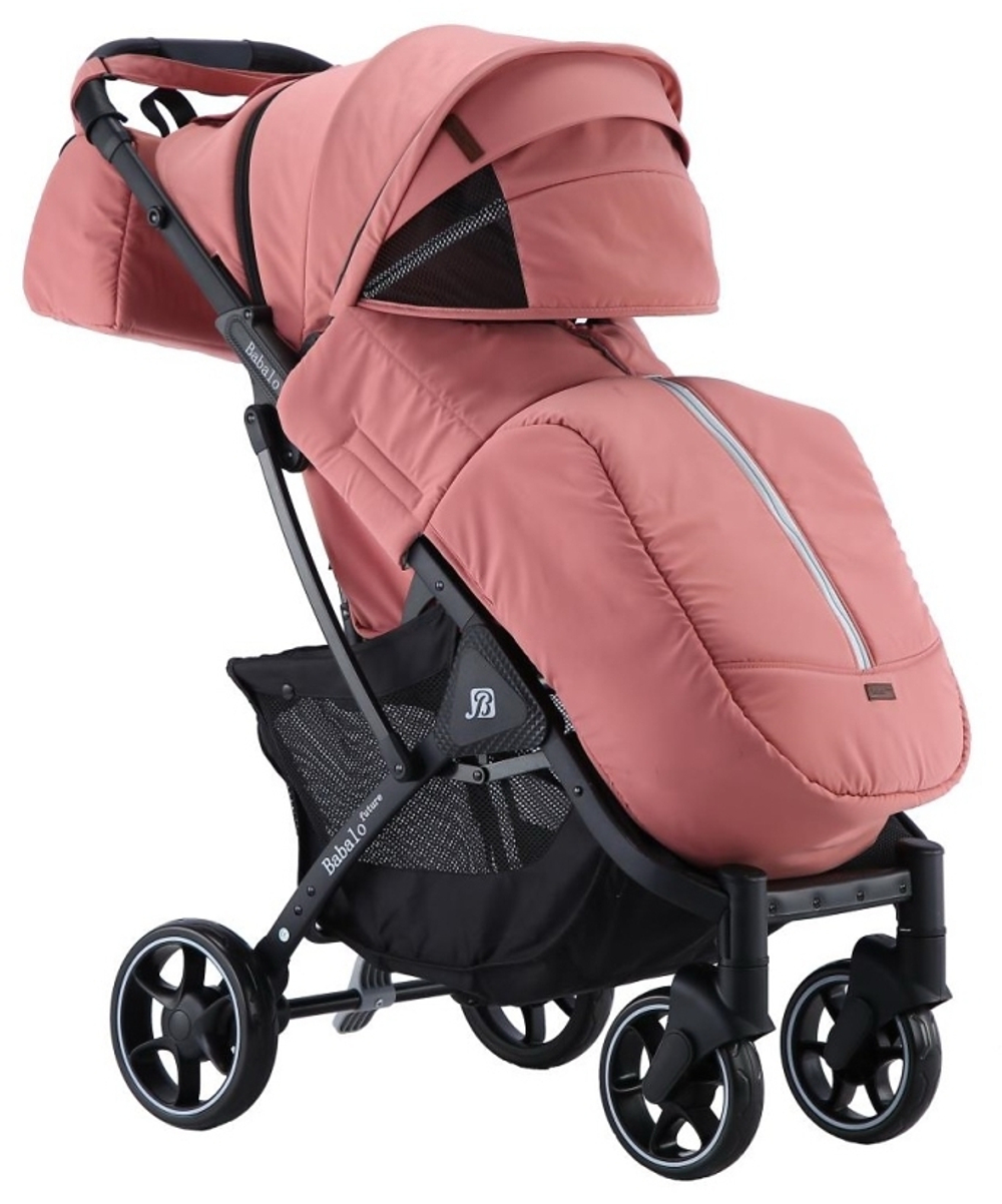 Коляска прогулочная Babalo 2022 Розовый текстиль на чёрной раме с сумкой