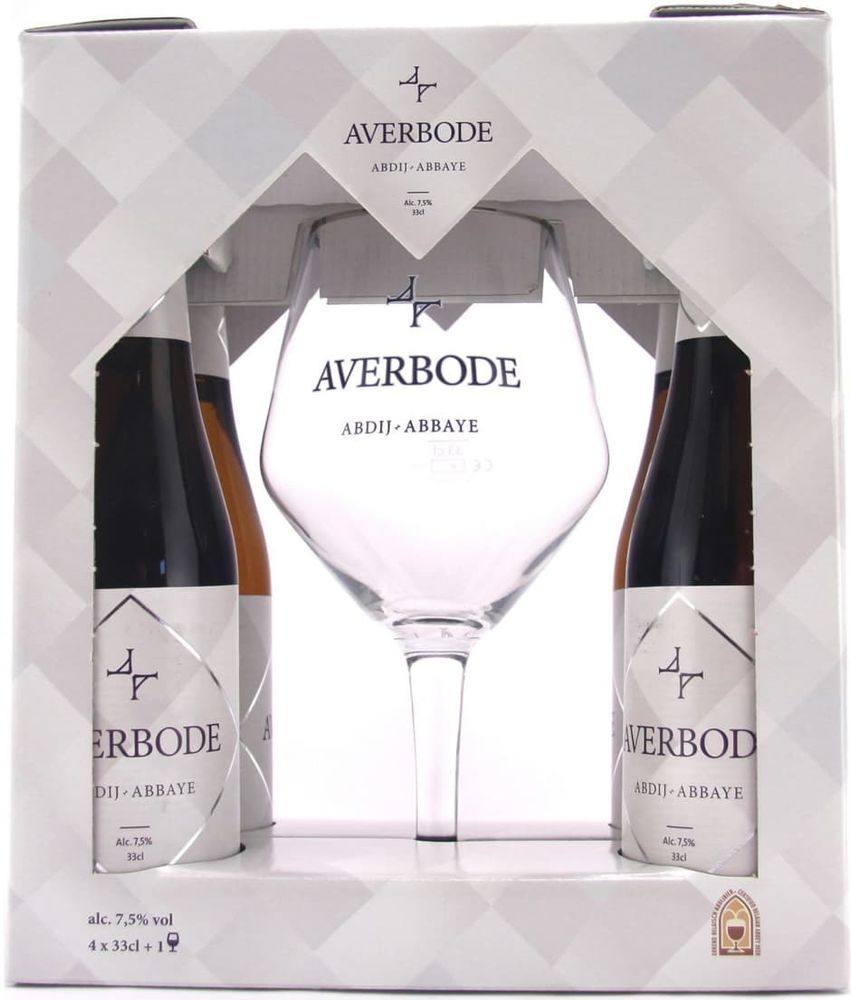 Пивной Подарочный Набор Хейге Авербод / Huyghe Averbode - 4*0.33+Бокал