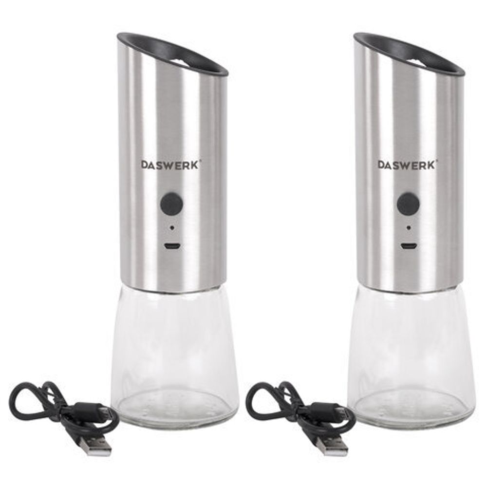 Набор гравитационных мельниц для соли и специй, электрические, 2 шт., USB, PM-8, DASWERK, 456626