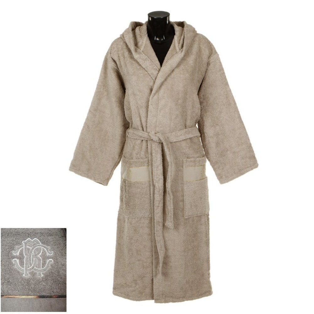 Халат махровый Roberto Cavalli Araldico 905 серый с шалькой