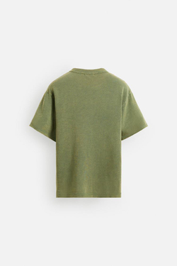 ZARA ТРИКОТАЖНАЯ ФУТБОЛКА С ПРИНТОМ, ЗЕЛЕНЫЙ