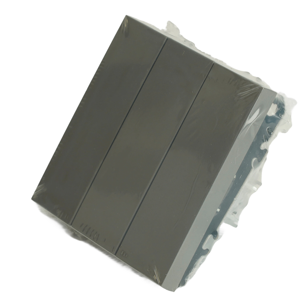 Выключатель 3-клавишный (механизм), STEKKER, 250В, 10А, серия Эмили, RSW10-5108-10, платиново-серый, soft touch 49948