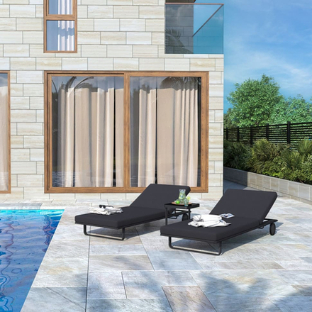 Шезлонг Ideal Patio КОСТА на колесах антрацит - каркас карбон