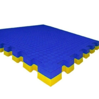 Будо-маты (татами) Экополимеры (1 плита 100х100х4см, 1кв.м./уп) Сине-желтый до 10 шт.