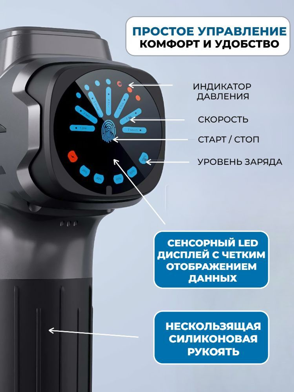Перкуссионный массажер ударный вибрационный пистолет для тела 