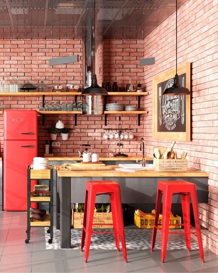 Стул барный TOLIX красный глянцевый