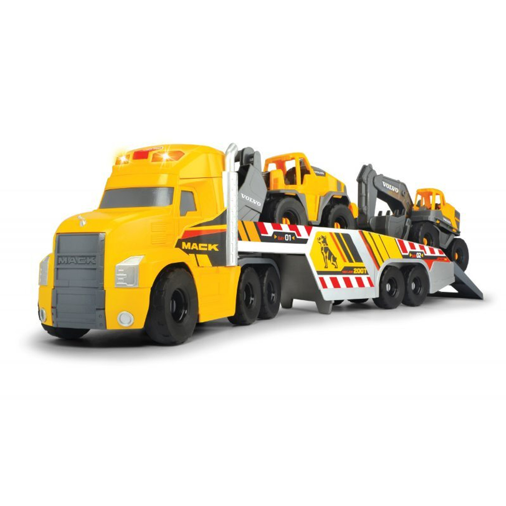 Mack, Volvo Экскаватор-погрузчик 70 см свет звук Dickie Toys 3729012