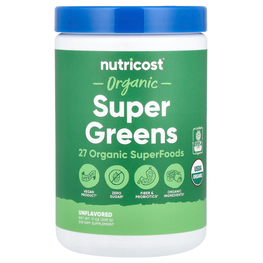 Nutricost, Органическая суперзеленая, без добавок, 309 г (11 унций)