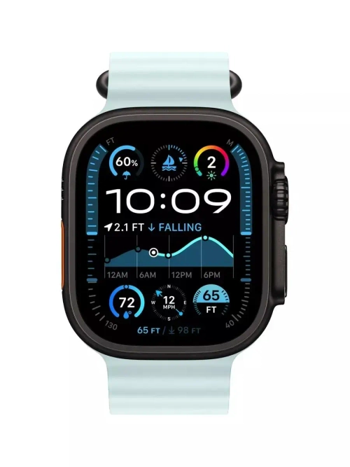 Watch Ultra 2, 49 мм, Black Titanium Ocean Band, Ice Blue