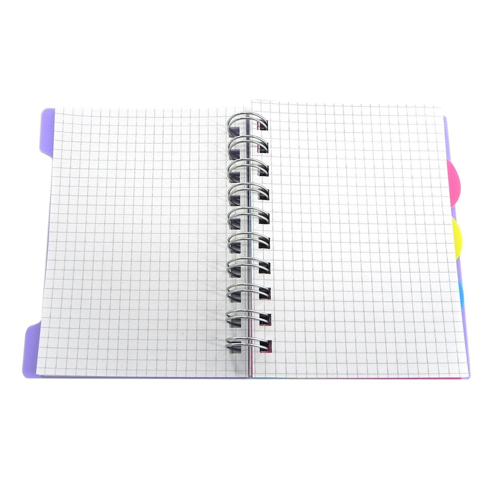 Блокнот А6, Alingar, гребень, пластиковая обложка, с разделителями, ассорти, клетка, 120 л., "Пастельные тона. Премиум"