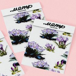 Ткань саржа голубые цветы в кустах