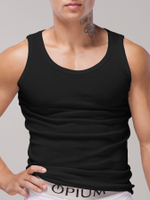 Уютная мужская майка в мелкий рубчик (Размер: M) (Цвет: черный)