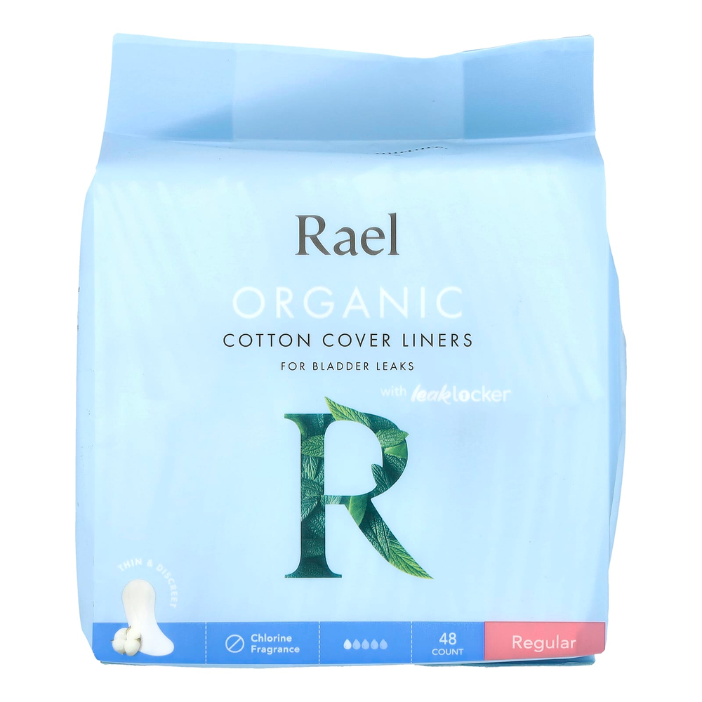Rael, прокладки из органического хлопка, от протеканий мочевого пузыря, обычные, 48 штук