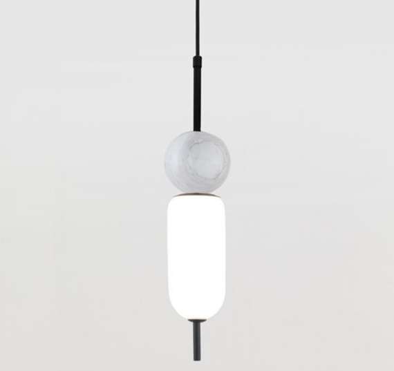 Подвесной светильник Anet, черный металл, белый мрамор