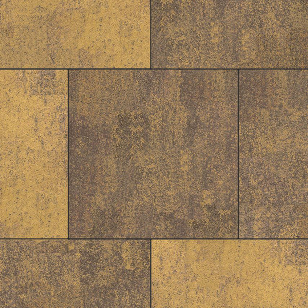 Тротуарная плитка КВАДРАТ 500х500 мм - Листопад гладкий Янтарь