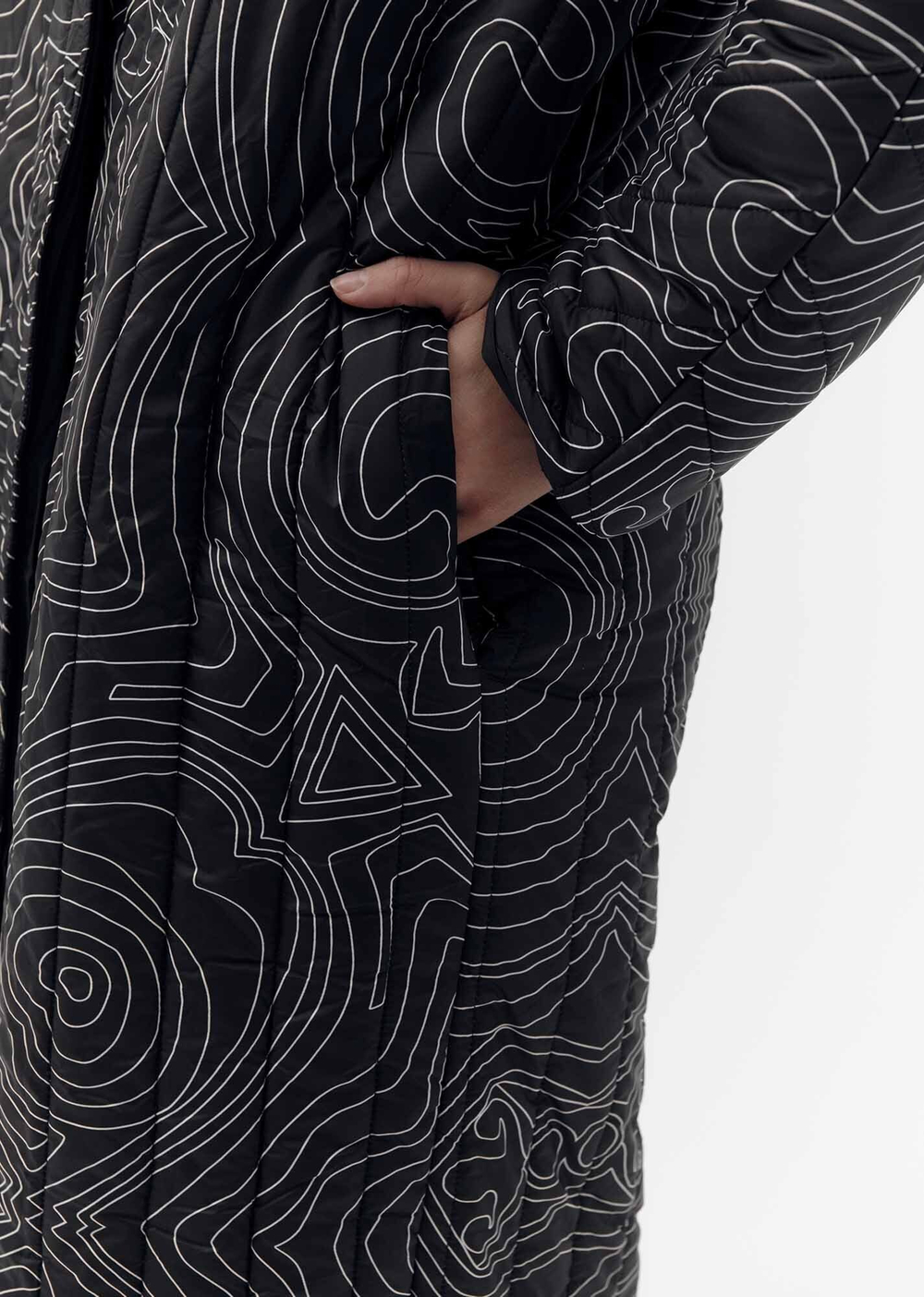 Двустороннее стёганное пальто, черный, м.2437 р. L/XL