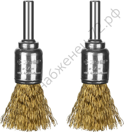 ЗУБР 2 шт., 17 мм, витая латунированная стальная проволока, 0.3 мм,Щетка кистевая Набор щеток-крацовок кистевых, Профессионал (35225-17-H2)