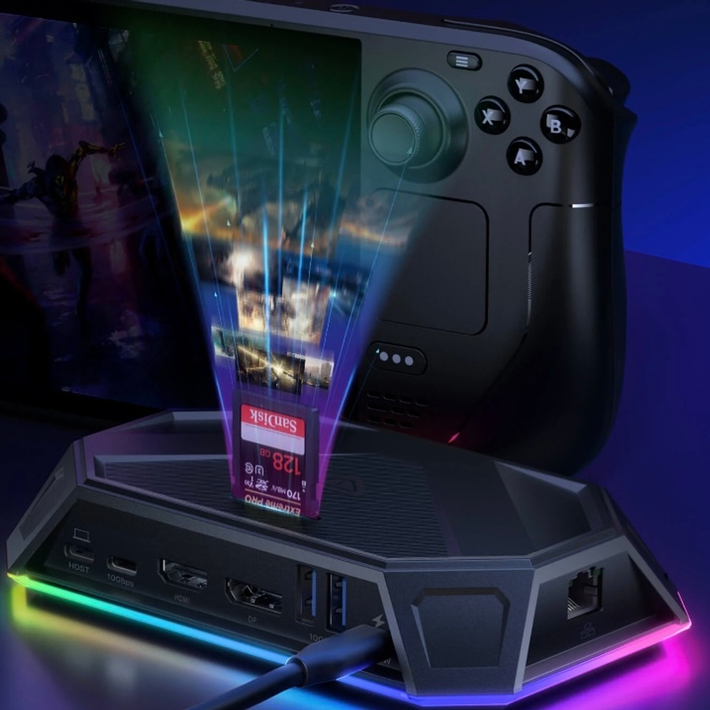 Док-станция 12-в-1 черная с RGB-подсветкой JSAUX HB1201B