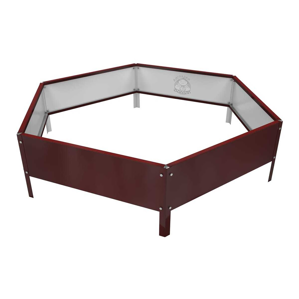 Клумба многоугольная оцинкованная с ножками 1 ярус RAL 3005 Винно-красный