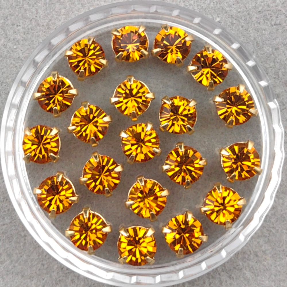 Шатоны Preciosa MAXIMA в оправах, Topaz/Gold