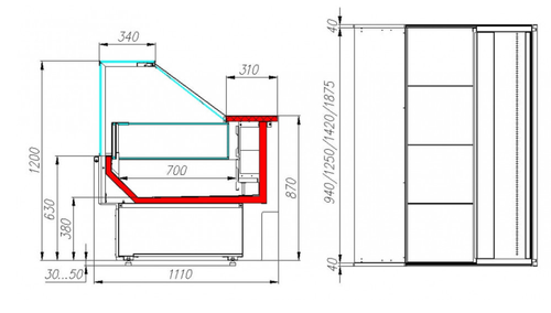 Морозильная витрина CARBOMA ВХСн-1,5 BAVARIA 2 (GC110 SL 1,5-1) без боковин